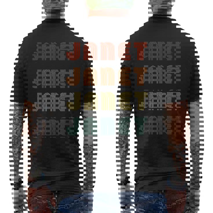 Janet First Name Retro Vintage Style Wordmark Pattern Men's Back Print T-shirt