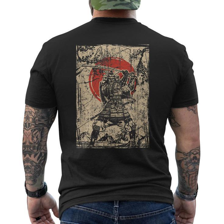 Japanese Culture Red Moon Samurai Warrior Bushido Code Men's Back Print T-shirt