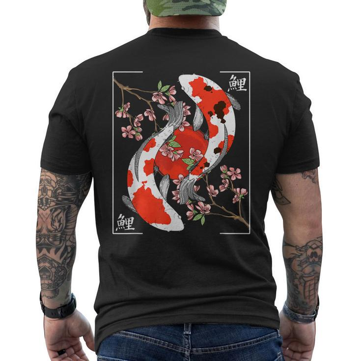 Japanese Koi Carp Fish Nishikigoi Aesthetic Cherry Blossom Men's Back Print  T-shirt