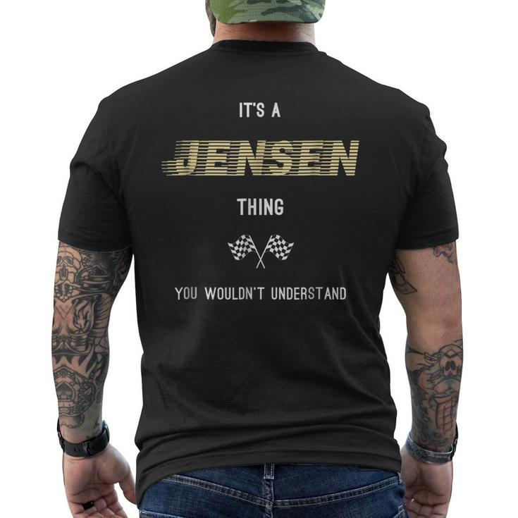 Jensen Cool Last Name Family Names Mens Back Print T-shirt