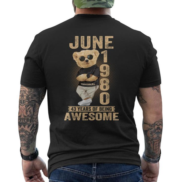 June 1980 43Rd Birthday 2023 43 Years Of Being Awesome Men's Back Print T-shirt