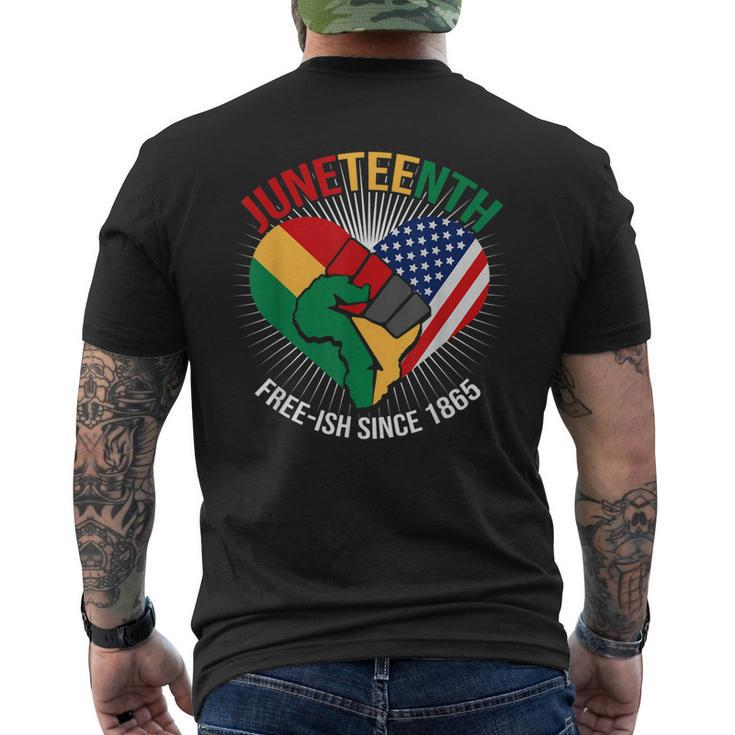 Junenth Free Ish Since 1865 Raised Fist Slavery Freedom Men's Back Print T-shirt