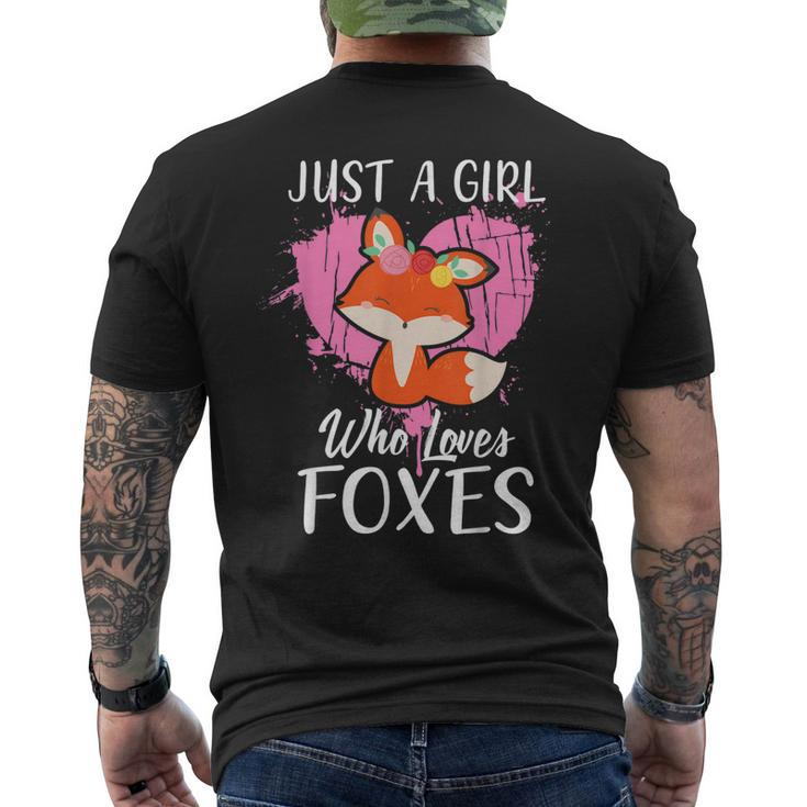 Just A Girl Who Loves Foxes T Pink Cute Heart And Fox Men's T-shirt Back Print