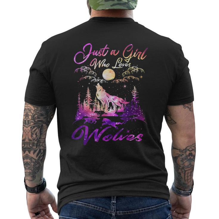 Just A Girl Who Loves Wolves Watercolor Cute Wolf Lover Men's Back Print T-shirt