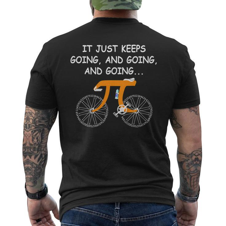 It Just Keeps Going And Going And Going Bicycle 314 Pi Day Men's Back Print T-shirt