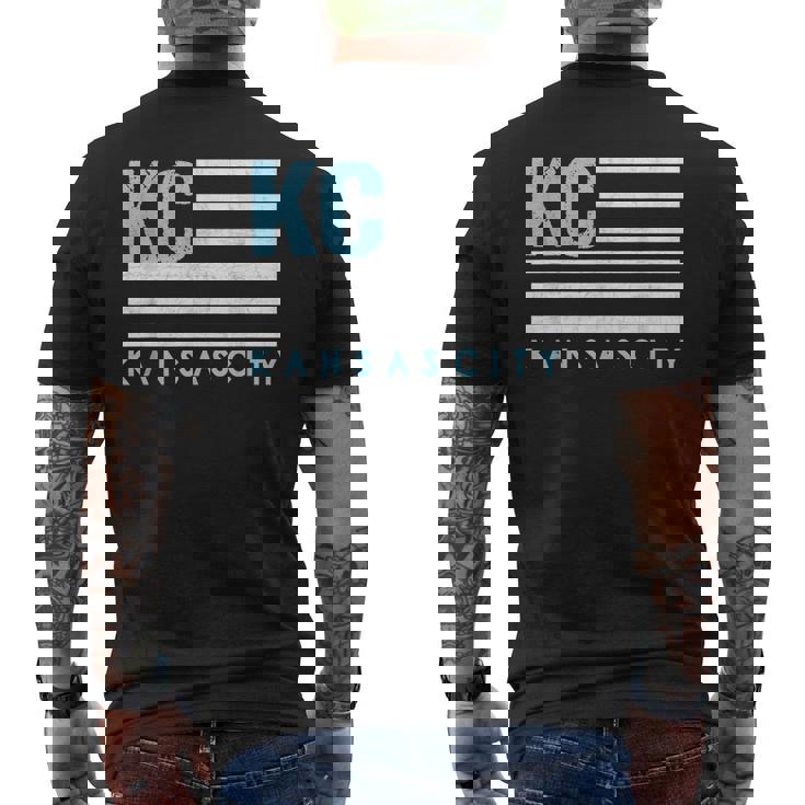 Kc Usa Flag Kansas City Blue & Light Blue Kc Usa Kansas City Men's Back Print T-shirt