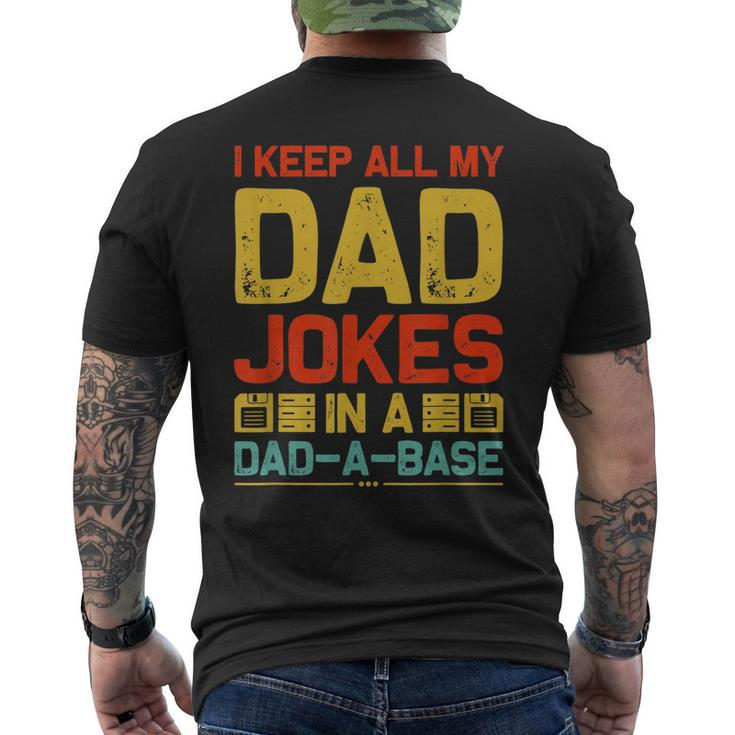 I Keep All My Dad Jokes In A Dad-A-Base Vintage Father Daddy Men's T-shirt Back Print