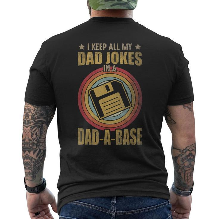 I Keep All My Dad Jokes In A Dad-A-Base Vintage Father Dad Men's T-shirt Back Print