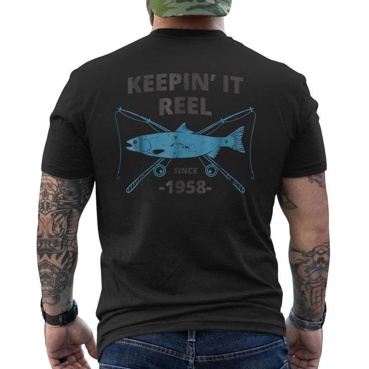 Keepin It Reel Since 1958 61St Birthday Fishing Men's Back Print T-shirt