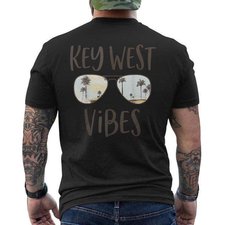 Key West Vibes Florida Ocean Palm Tree Sunset Sunglasses Men's Back Print T-shirt