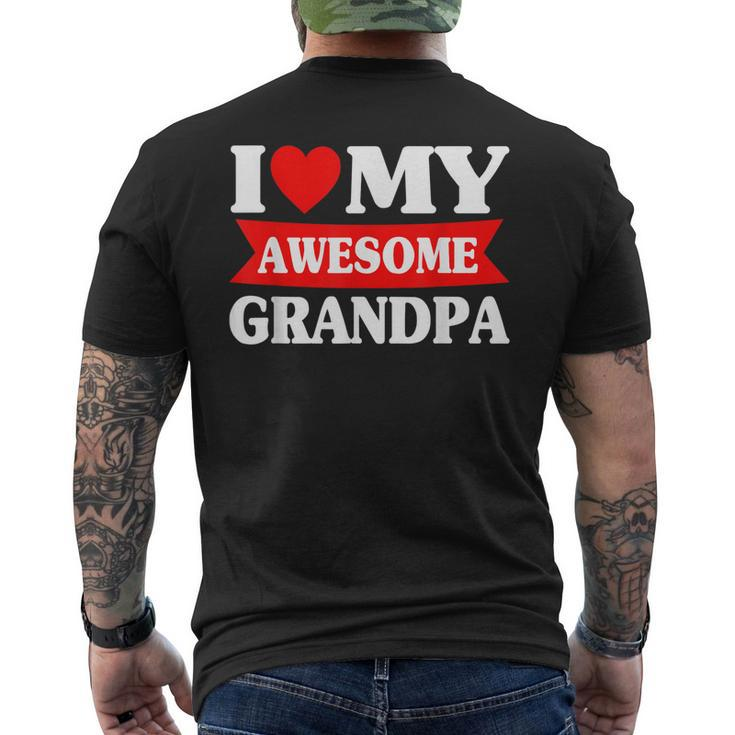 Kids Fathers Day I Love My Awesome Grandpa Red Heart Mens Back Print T-shirt