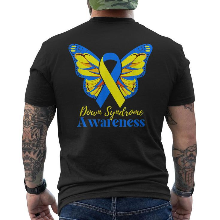 Kids National Down Syndrome Day Awareness Butterfly Mom Dad Mens Back Print T-shirt