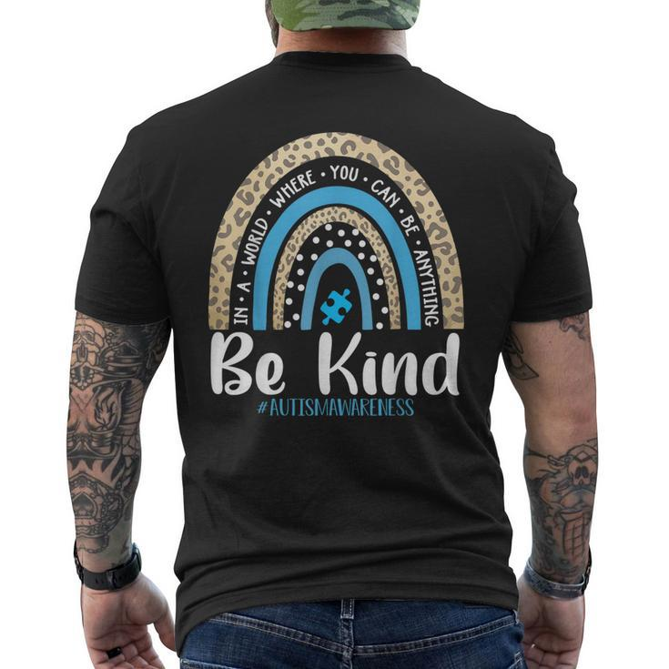 Be Kind Autism Awareness Leopard Rainbow Choose Kindness Men's Back Print T-shirt