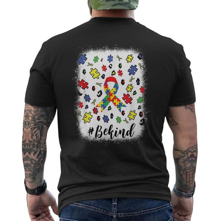 Be Kind Autism Awareness Ribbon Leopard Men's Back Print T-shirt