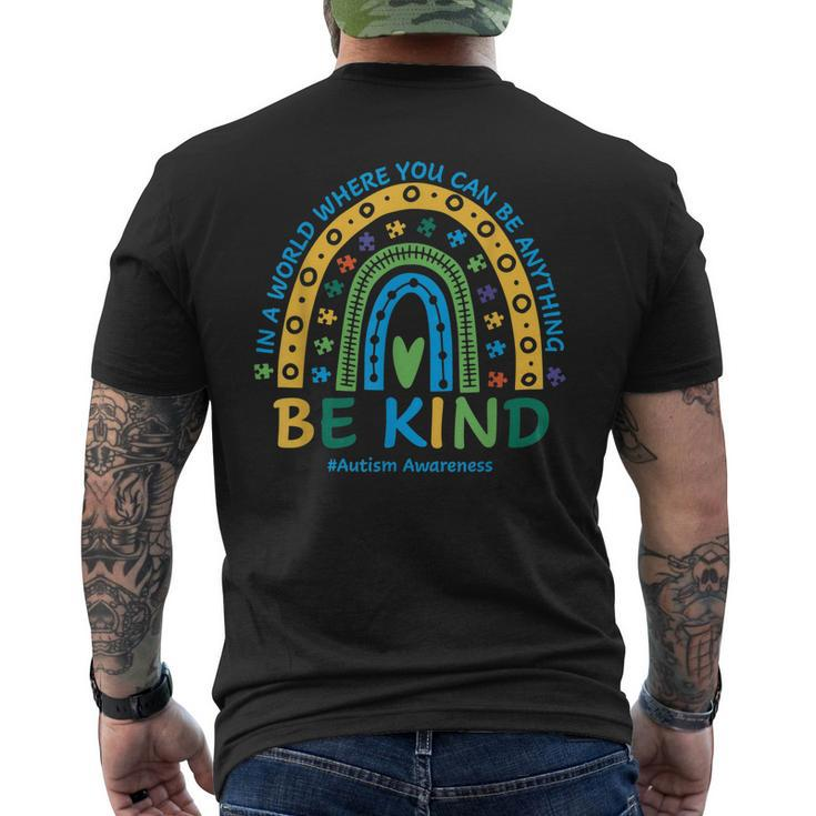 Be Kind Rainbow Autism Mom Dad Women Kids Autism Awareness Men's Back Print T-shirt
