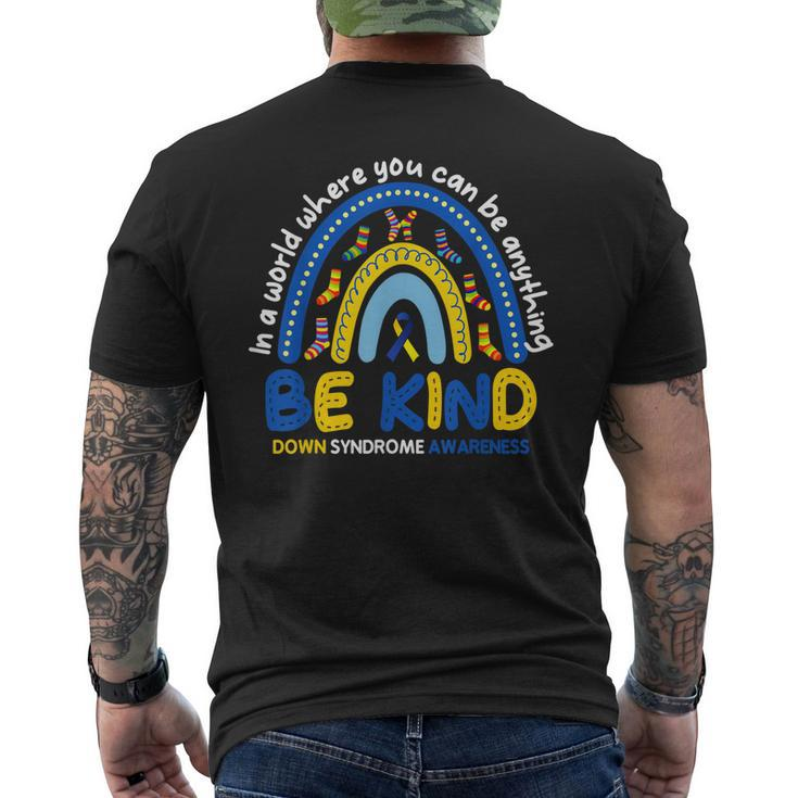 Be Kind Rainbow World Down Syndrome Awareness Men's Back Print T-shirt