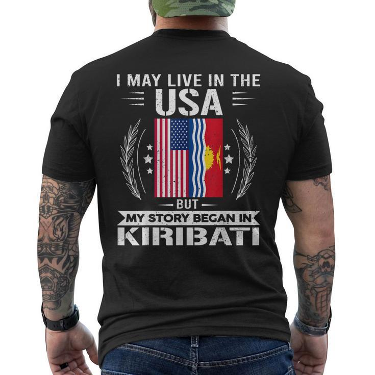 Kiribati Kiribati Usa Flags My Story Began In Kiribati Men's Back Print T-shirt