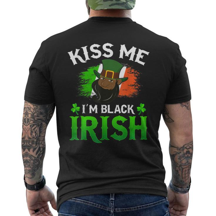 Kiss Me Im Black Irish St Patricks Day Leprechaun Hat Men's T-shirt Back Print