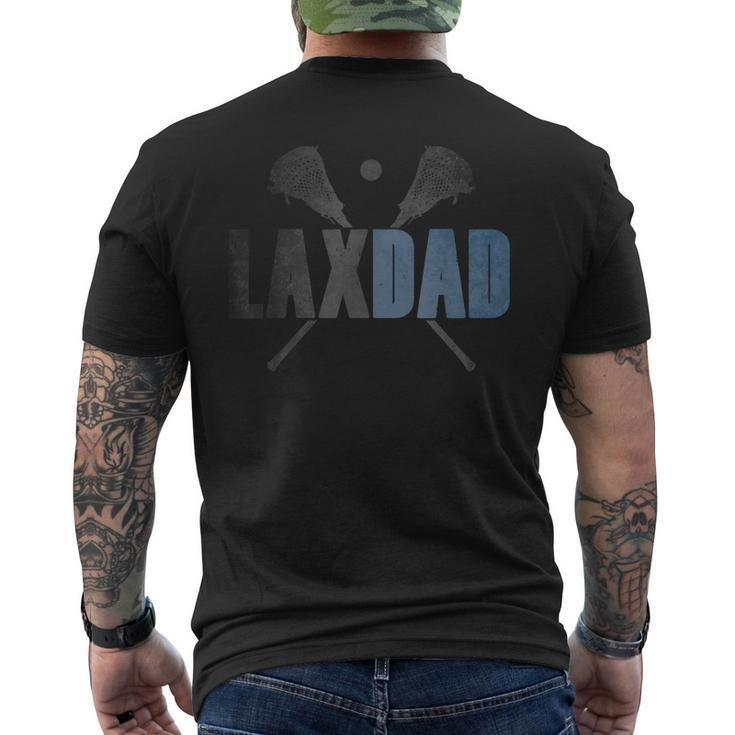 Mens Lax Dad Lacrosse Player Father Coach Sticks Vintage Graphic Men's T-shirt Back Print