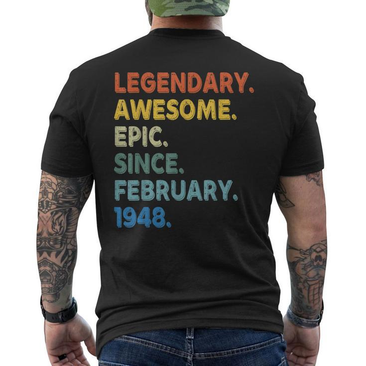 Legendary Awesome Epic Since February 1948 Birthday Vintage Men's T-shirt Back Print