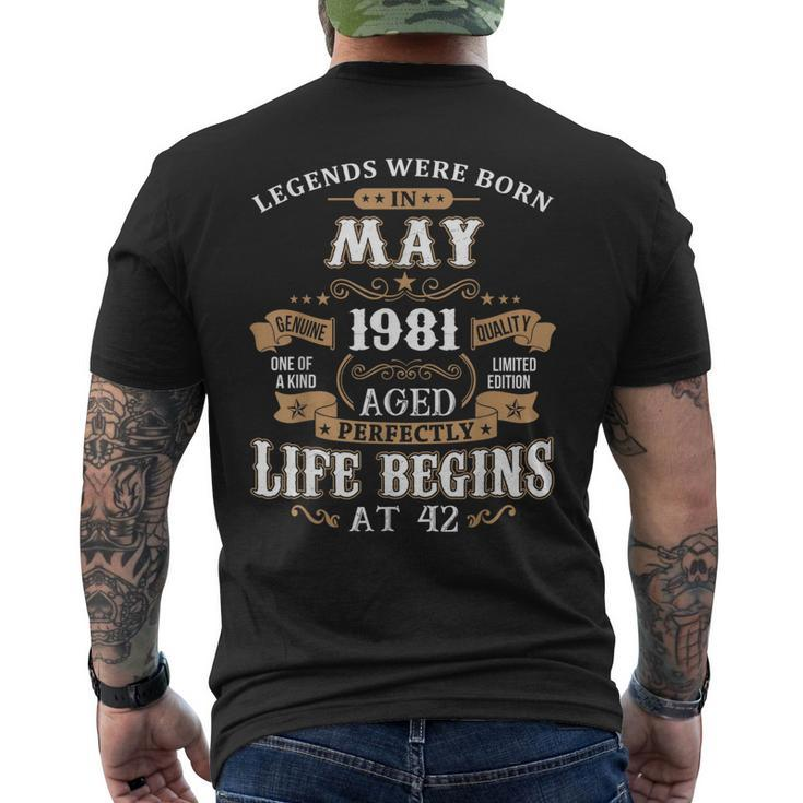 Legends Were Born In May 1981 42Nd Birthday Men's Back Print T-shirt