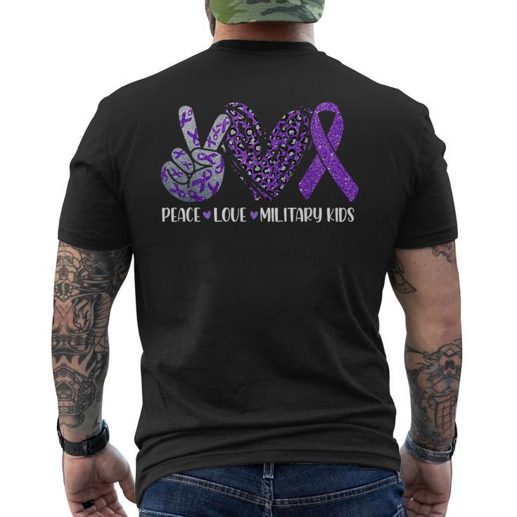 Leopard Peace Love Military Kids Military Purple Up Ribbon Mens Back Print T-shirt