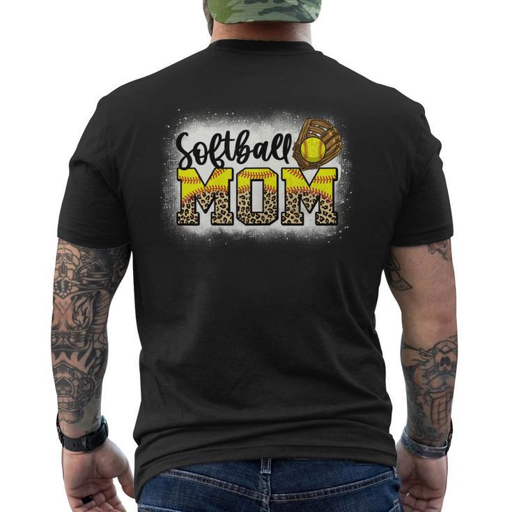 Womens Leopard Softball Mom Softball Game Day Vibes Men's Back Print T-shirt