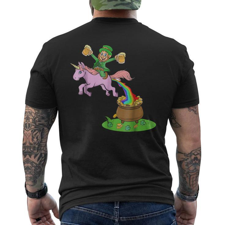 Leprechaun Riding A Unicorn - St Patricks Day Shirts Men's Back Print T-shirt