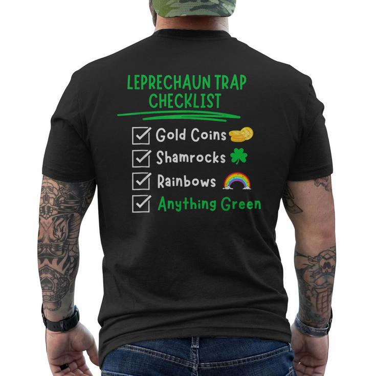 Leprechaun Trap Checklist St Patricks Day Sarcasm Men's Back Print T-shirt
