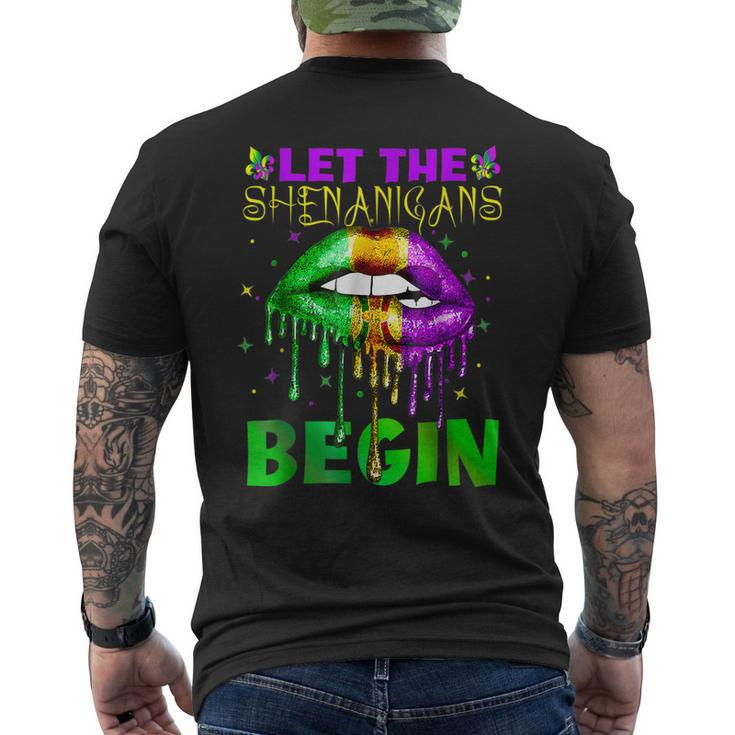 Let The Shenanigans Begin Mardi Gras Sexy Lips Men's T-shirt Back Print
