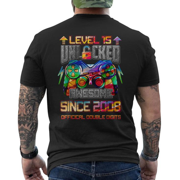 Level 15 Unlocked Awesome Since 2008 Video Game Birthday Mens Back Print T-shirt