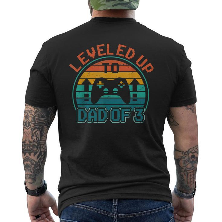 Leveled Up To Dad Of 3 Gaming Daddy Again Vintage Men's T-shirt Back Print