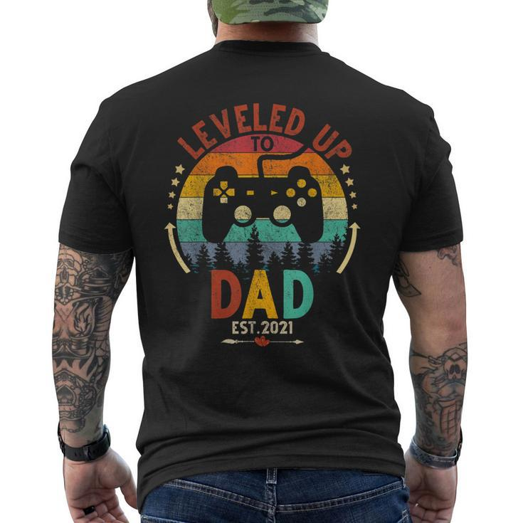 I Leveled Up To Dad Est 2021 Video Gamer Men's T-shirt Back Print