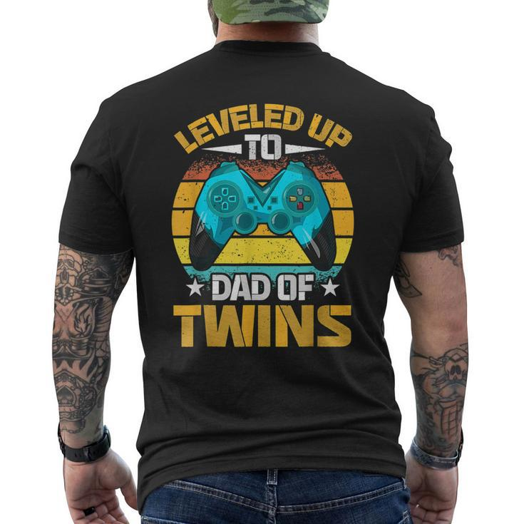 Leveled Up To Dad Of Twins Fathers Day Gift Mens Back Print T-shirt