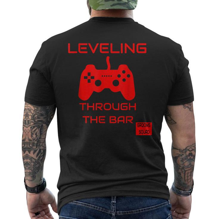 Leveling Through The Bar Grooms Squad Bachelor Retro Men's Back Print T-shirt