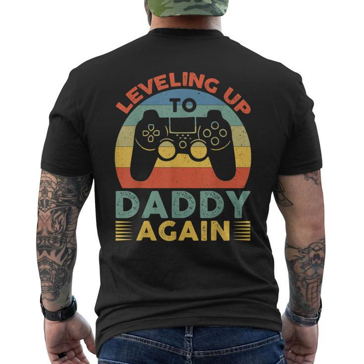 Mens Leveling Up To Daddy Again Vintage Promoted To Dad Again Men's T-shirt Back Print