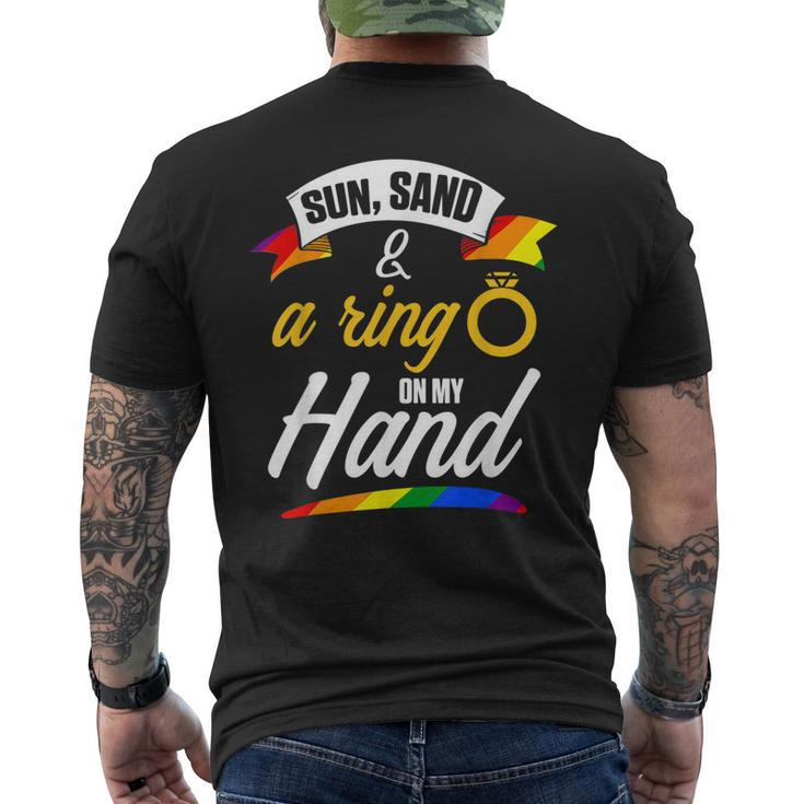 Lgbt Pride Gay Bachelor Party Sun Ring Hand Engagement Men's Back Print T-shirt