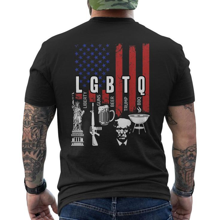 Lgbtq Liberty Guns Bible Trump Bbq Usa Flag Vintage Men's Back Print T-shirt