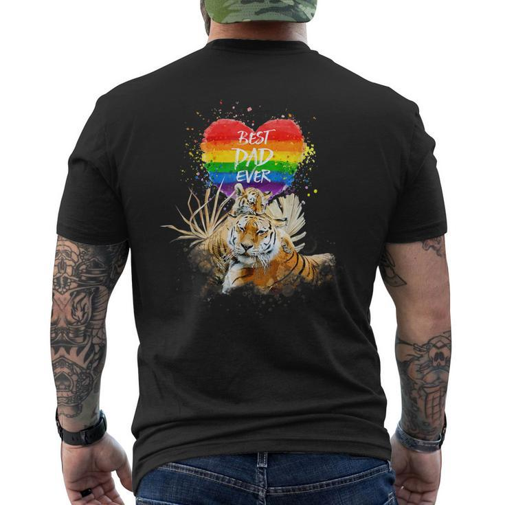 Lgbtq Pride Daddy Tiger With Baby Best Dad Ever Men's Back Print T-shirt