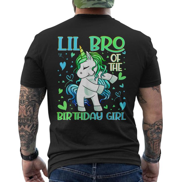 Lil Bro Of The Birthday Girl Flossing Unicorn Little Brother Men's Back Print T-shirt