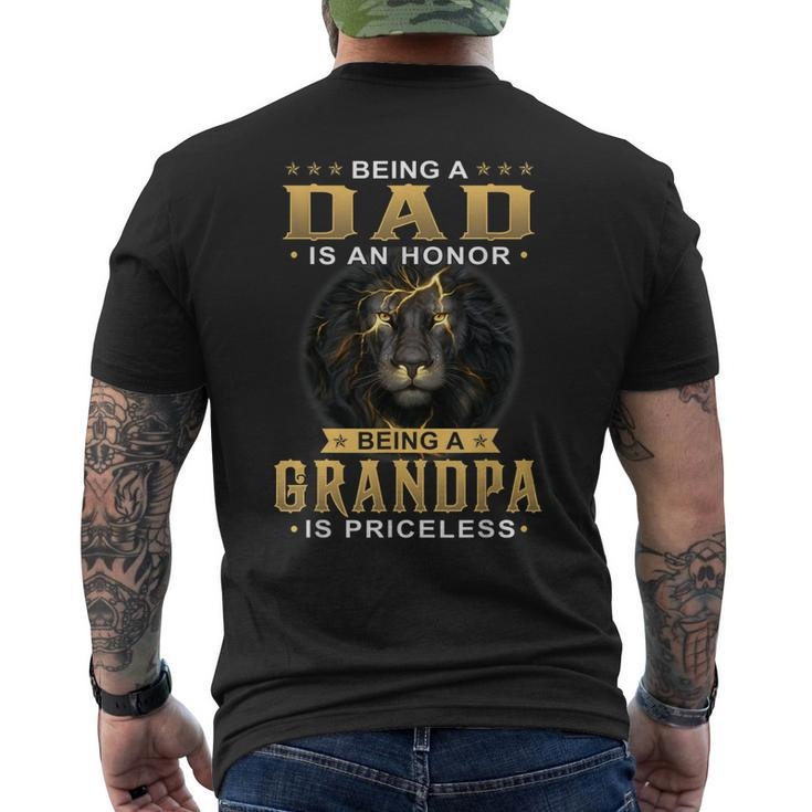 Lion Being A Dad Is An Honor Being A Grandpa Is Priceless Gift For Mens Mens Back Print T-shirt