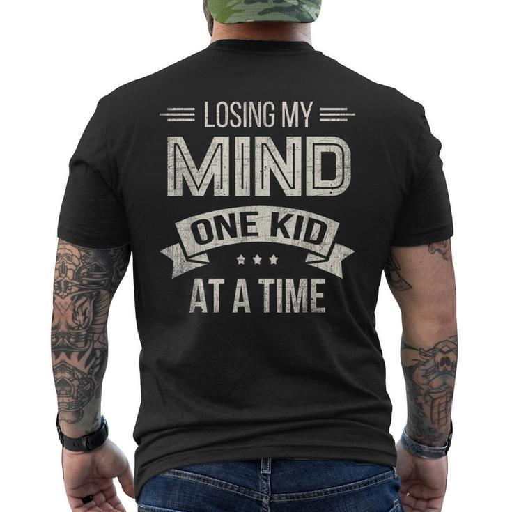 Losing My Mind One Kid At A Time Mom Dad Parent Men's Back Print T-shirt