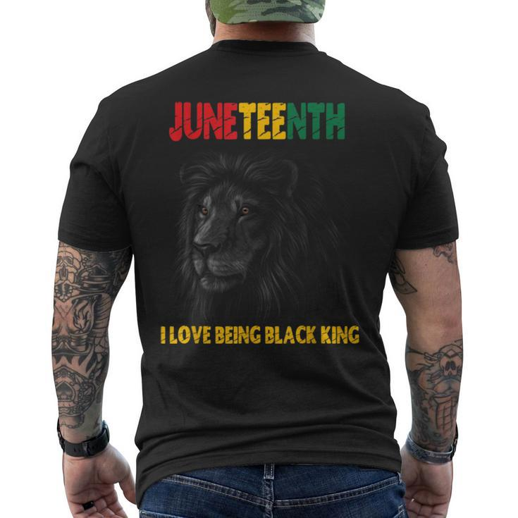 I Love Being A Black King Dad Fathers Day Lion Juneteenth Men's Back Print T-shirt