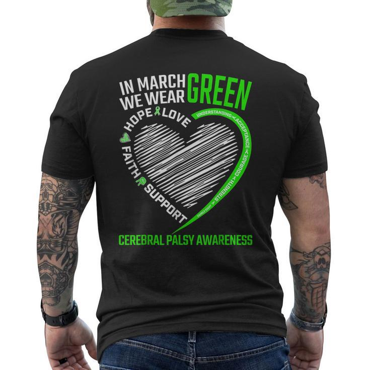 Love Hope Faith March We Wear Green Cerebral Palsy Awareness Men's Back Print T-shirt