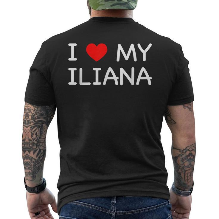 I Love My Iliana First Name Red Heart Men's T-shirt Back Print