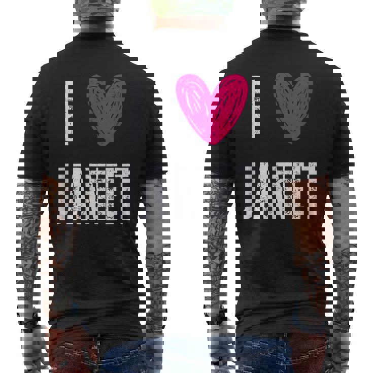 I Love Janet Heart First Name Janet Men's Back Print T-shirt