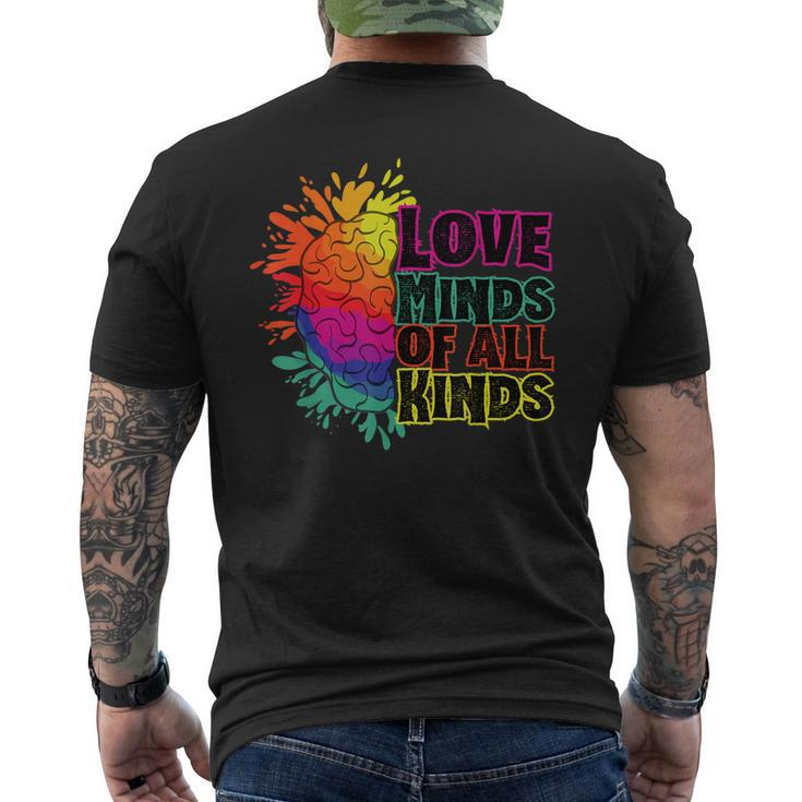 Love Minds Of All Kinds Neurodiversity Autism Awareness  Men's Crewneck Short Sleeve Back Print T-shirt