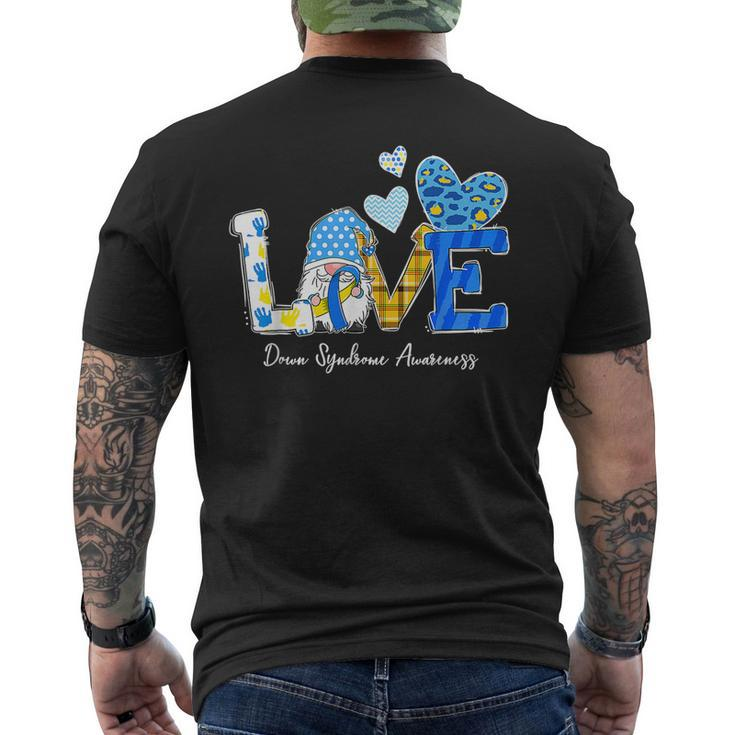 Love World Down Syndrome Day Awareness Leopard Gnome Ribbon Men's Back Print T-shirt