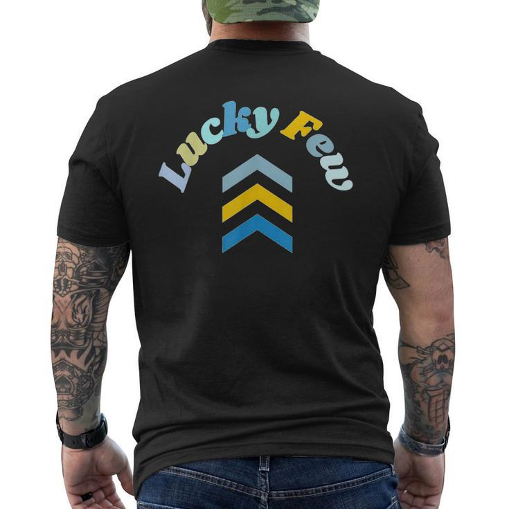 Lucky Few T21 Down Syndrome Awareness Yellow Blue Ribbon Men's Back Print T-shirt