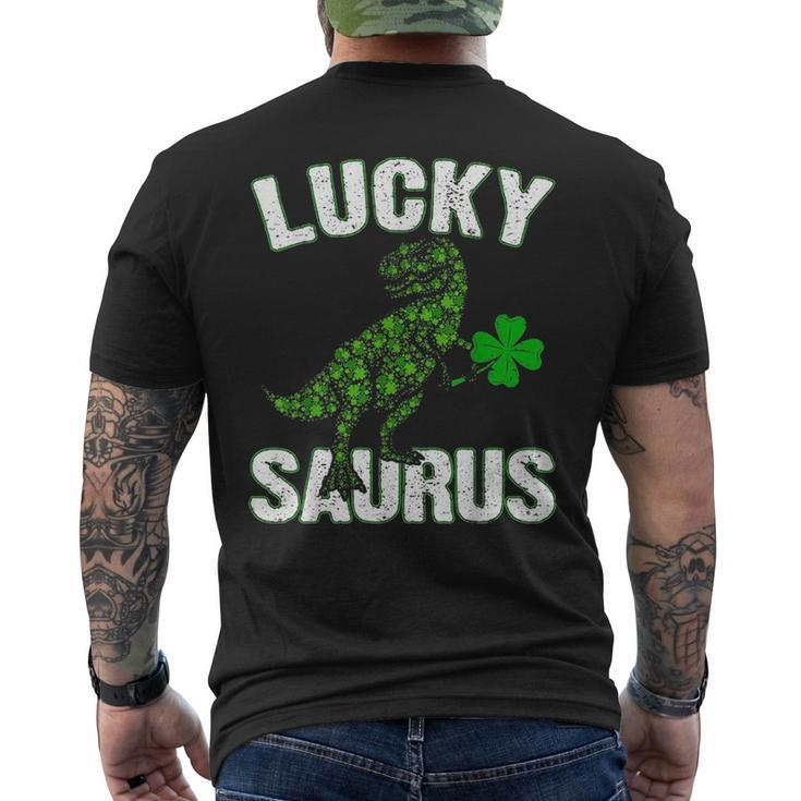 Lucky T Rex Saurus Clovers Shamrock St Patrick Day Men's T-shirt Back Print